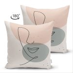 - Suet-K-7075-Gorsel2 - Realhomes  Çift Taraflı Pastel Renkli Zemin Üzerine Onedraw Çizimli Dijital Baskılı Modern Süet Kırlent Kılıfı Realhomes