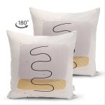 Çift Taraflı Renkli Onedraw Çizimli Dijital Baskılı Modern Süet Yastık Kırlent Kılıfı Realhomes