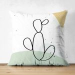 Çift Taraflı Soft Renkli Onedraw Çizimli Dijital Baskılı Modern Süet Yastık Kırlent Kılıfı Realhomes