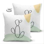 Çift Taraflı Soft Renkli Onedraw Çizimli Dijital Baskılı Modern Süet Yastık Kırlent Kılıfı Realhomes