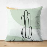 Çift Taraflı Soft Renkli Onedraw Çizimli Dijital Baskılı Modern Süet Yastık Kırlent Kılıfı Realhomes