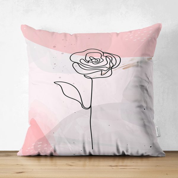 Çift Taraflı Pastel Renkli Onedraw Gül Resimli Dijital Baskılı Modern Süet Yastık Kırlent Kılıfı Realhomes