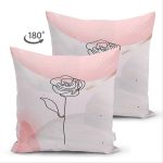 Çift Taraflı Pastel Renkli Onedraw Gül Resimli Dijital Baskılı Modern Süet Yastık Kırlent Kılıfı Realhomes