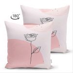 - Suet-K-7084-Gorsel2 - Realhomes Çift Taraflı Pastel Renkli Onedraw Gül Resimli Dijital Baskılı Modern Süet Yastık Kırlent Kılıfı Realhomes