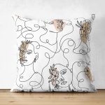 - Suet-K-7086-Gorsel1 - Realhomes Çift Taraflı Beyaz Zemınde Bayan Desenli Dijital Baskılı Modern Süet Yastık Kırlent Kılıfı Realhomes