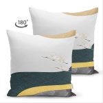 - Suet-K-7089-Gorsel2 - Realhomes Çift Taraflı Renkli Zeminde Leylek Desenli Dijital Baskılı Modern Süet Yastık Kırlent Kılıfı Realhomes