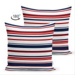 Çift Taraflı Beyaz Zemınde Renkli Cizgi Detaylı Dijital Baskılı Modern Süet Yastık Kırlent Kılıfı Realhomes