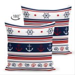 Çift Taraflı Bordo Lacıvert Renklı Capa Dumen Temalı Dijital Baskılı Modern Süet Kırlent Kılıfı Realhomes