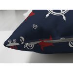 Çift Taraflı Lacivert Zeminli Renkli Yunus Desenli Dijital Baskılı Modern Süet Yastık Kırlent Kılıfı Realhomes