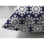 Çift Taraflı Lacivert Zeminli Beyaz Kartanesi Desenli Dijital Baskılı Modern Süet Yastık Kılıfı Realhomes