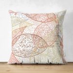 - Suet-K-7108-Gorsel1 - Realhomes Çift Taraflı Beyaz Zemınli Soft Renkli Yapraklı Dijital Baskılı Modern Süet Yastık Kırlent Kılıfı Realhomes