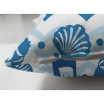 Çift Taraflı Mavi Beyaz Zeminli Yelken Desenli Dijital Baskılı Modern Süet Yastık Kırlent Kılıfı Realhomes