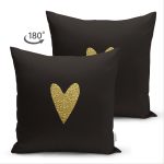 - Suet-K-7115-Gorsel2 - Realhomes Çift Taraflı Siyah Zeminde Coklu Gold Kalp Desenli Dijital Baskılı Modern Süet Yastık Kırlent Kılıfı Realhomes