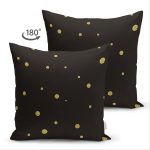 Çift Taraflı Gold Zeminde Yatay Sıyah Çizgili Dijital Baskılı Modern Süet Yastık Kırlent Kılıfı Realhomes