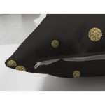 Çift Taraflı Gold Zeminde Yatay Sıyah Çizgili Dijital Baskılı Modern Süet Yastık Kırlent Kılıfı Realhomes