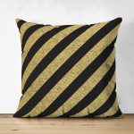 Çift Taraflı Sıyah Zeminde Happy Birthday Gold Yazılı Dijital Baskılı Modern Süet Yastık Kılıfı Realhomes