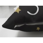 Çift Taraflı Gold Zeminde Kucuk Siyah Kalp Desenli Dijital Baskılı Modern Süet Yastık Kırlent Kılıfı Realhomes