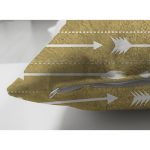 Çift Taraflı Gold Zeminde Ok Çizimli Dijital Baskılı Modern Süet Yastık Kırlent Kılıfı Realhomes