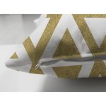Çift Taraflı Gold Zeminde Gold Ucgen Detaylı Dijital Baskılı Modern Süet Yastık Kırlent Kılıfı Realhomes