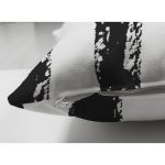 Çift Taraflı Beyaz Zeminli Siyah Renkli Çizgi Dijital Baskılı Modern Süet Yastık Kırlent Kılıfı Realhomes