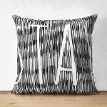 Çift Taraflı Siyah Beyaz Zeminli Onedraw Çizimli Stay Yazılı Modern Süet Yastık Kırlent Kılıfı Realhomes