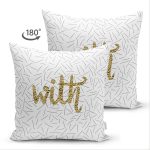 - Suet-K-7135-Gorsel2 - Realhomes Çift Taraflı Beyaz Zeminli Gold Renkli With Yazılı Dijital Baskılı Modern Süet Yastık Kırlent Kılıfı Realhomes