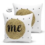 - Suet-K-7136-Gorsel2 - Realhomes Çift Taraflı Beyaz Zeminde Gold Renkli Me Yazılı Dijital Baskılı Modern Süet Yastık Kırlent Kılıfı Realhomes