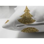 Çift Taraflı Beyaz Zeminde Gold Renkli Çam Ağacı Desenli Dijital Baskılı Modern Süet Kırlent Kılıfı Realhomes