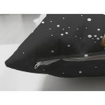 Çift Taraflı Siyah Zeminnde Geyik Desenli Dijital Baskılı Modern Süet Yastık Kırlent Kılıfı Realhomes