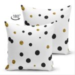 Çift Taraflı Beyaz Zeminde Gold Ve Siyah Renkli Pauntiyeler Modern Süet Yastık Kırlent Kılıfı Realhomes
