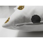 Çift Taraflı Beyaz Zeminde Gold Ve Siyah Renkli Pauntiyeler Modern Süet Yastık Kırlent Kılıfı Realhomes