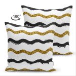 - Suet-K-7153-Gorsel2 - Realhomes Çift Taraflı Beyaz Zemin Üzerinde Gold Ve Siyah Renkli Çizgiler Modern Süet Yastık Kırlent Kılıfı Realhomes