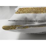 Çift Taraflı Beyaz Zeminde Gold Çizgili Dijital Baskılı Modern Süet Yastık Kırlent Kılıfı Realhomes