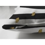 Çift Taraflı Siyah Beyaz Zeminli Gold Yaprak Desenli Dijital Baskılı Modern Süet Yastık Kılıfı Realhomes