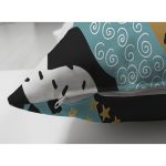 Çift Taraflı Sıyah Beyaz Zeminde Gold Detaylı Renkli Çizim Dijital Baskılı Modern Süet Yastık Kılıfı Realhomes