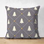 - Suet-K-7178-Gorsel1 - Realhomes Çift Taraflı Gri Zeminde Gold Puantiyeli Çam Ağacı Desenli Dijital Baskılı Modern Süet Yastık Kılıfı Realhomes