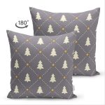 - Suet-K-7178-Gorsel2 - Realhomes Çift Taraflı Gri Zeminde Gold Puantiyeli Çam Ağacı Desenli Dijital Baskılı Modern Süet Yastık Kılıfı Realhomes