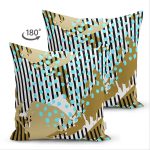 - Suet-K-7181-Gorsel2 - Realhomes Çift Taraflı Renkli Zemin Uzerinde Onedraw Çizimli Dijital Baskılı Modern Süet Yastık Kırlent Kılıfı Realhomes