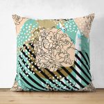 - Suet-K-7182-Gorsel1 - Realhomes  Çift Taraflı Renkli Zemin Uzerinde Onedraw Çizimli Dijital Baskılı Modern Süet Yastık Kırlent Kılıfı Realhomes