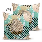 - Suet-K-7182-Gorsel2 - Realhomes  Çift Taraflı Renkli Zemin Uzerinde Onedraw Çizimli Dijital Baskılı Modern Süet Yastık Kırlent Kılıfı Realhomes