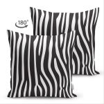 Çift Taraflı Beyaz Zeminli Siyah Çizgi Desenli Dijital Baskılı Modern Süet Yastık Kırlent Kılıfı Realhomes