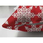 - Suet-K-7187-Gorsel3 - Realhomes Çift Taraflı Kırmızı Zemin Üzerinde Beyaz Kartanesi Desenli Modern Süet Yastık Kırlent Kılıfı Realhomes