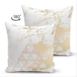 Çift Taraflı Renkli Zemin Üzerinde Üçgen Desenli Dijital Baskılı Modern Süet Yastık Kırlent Kılıfı Realhomes