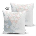 Çift Taraflı Renkli Zemin Üzerinde Üçgen Desenli Dijital Baskılı Modern Süet Yastık Kırlent Kılıfı Realhomes