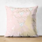 Çift Taraflı Renkli Zemin Üzerinde Üçgen Desenli Dijital Baskılı Modern Süet Yastık Kırlent Kılıfı Realhomes