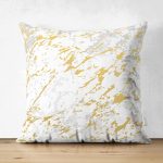 - Suet-K-7204-Gorsel1 - Realhomes Çift Taraflı Gri Beyaz Zeminde Gold Detaylı Çizim Dijital Baskılı Modern Süet Yastık Kırlent Kılıfı Realhomes