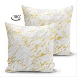 - Suet-K-7204-Gorsel2 - Realhomes Çift Taraflı Gri Beyaz Zeminde Gold Detaylı Çizim Dijital Baskılı Modern Süet Yastık Kırlent Kılıfı Realhomes