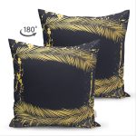 - Suet-K-7207-Gorsel2 - Realhomes Çift Taraflı Siyah Zeminde Gold Detaylı Yaprak Desenli Süet Yastık Kırlent Kılıfı Realhomes