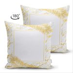 - Suet-K-7208-Gorsel2 - Realhomes Çift Taraflı Beyaz Zemin Üzerinde Gold Renkli Yaprak Desenli Modern Süet Yastık Kırlent Kılıfı Realhomes