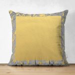 Çift Taraflı Antrasit Zemin Üzerinde Gold Detaylı Çizim Desenli Modern Süet Yastık Kırlent Kılıfı Realhomes